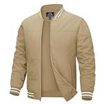 MAGCOMSEN Windbreaker Jacket Men Lightweight Bomber Jacket Zipper Windproof Casual Sportswear Spring Golf Jacket Khaki L