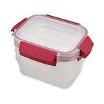 Joseph Joseph Nest Lock Plastic Food Storage Container Set with Lockable Airtight Leakproof Lids, 6-Piece Set/37oz, Red