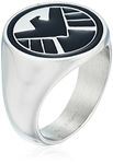Marvel Comics Men's Stainless Steel Enamel Shield Ring, Size 12