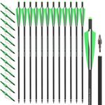 ZSHJGJR Crossbow Bolts 16 17 18 20 22 Inch Archery Carbon Crossbow Arrows with Screw-in Hunting Broadheads for Crossbow Hunting Target Shooting 6/12pcs (Green-12pcs, 20 Inch)