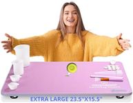 OMPERIO Extra Large Leveling Table for Epoxy Resin, 23''x 15.5'' Adjustable Leveling Board for epoxy Resin, Self Leveling Table with a Tool kit for epoxy Resin and Acrylic Pouring Tools (Pink)