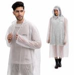Lifelong Waterproof Unisex Raincoat | Hooded Full Sleeves Outdoor Poncho for Men, Women, Boys & Girls | Durable PVC Rainwear for Camping, Hiking, Travelling | Adjustable Drawstring |Transparent (1 Pc)
