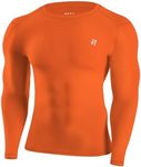 Runhit Long Sleeve Compression Shirts for Men, UPF 50+ Men's Compression Shirts, Football Athletic Workout Orange XL