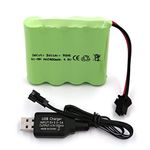 Gecoty Ni-MH Battery Pack, Upgrade 4.8V 2400mAh Rechargeable AA Battery Pack with SM 2P Plug and Charge Cable for RC Trucks 1:18, 1:16, 1:14, Remote Control Car, RC 4x4 Trucks