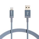 Amazon Basics 2-Pack USB-A to Lightning Charger Cable, Nylon Braided Cord, MFi Certified for Apple iPhone 14 13 12 11 X Xs Pro, Pro Max, Plus, iPad, 1.8 m, Dark Grey