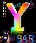 Light Up Letters - Lighted Letters Colorful Glitter Alphabet APP Control Music Sync Color Changing Letters for Boy Girl Gift Birthday Christmas Wedding Bar Wall Table Night Light Valentine Decor - Y