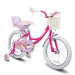 JOYSTAR Unicorn 18 Inch Girls Bike for Ages 5-8 Years Kids Bike with Doll Bike Seat 18" Children Bicycle with Training Wheels Basket Streamer Kids' Bikes Fuchsia