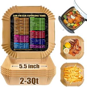 Mini Air Fryer Paper Liners Square, 5.5inch Small Air Fryer Disposable Paper Liners, Compatible with Cosori Mini Air Fryer 2.1Qt, Dash 2.6Qt, Instant Vortex 2Qt amd other 2-3Qt Mini Air Fryer, 100PCS