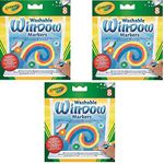 Crayola; Washable Window Markers; Art Tools; 8 Works on All Glass Surfaces [Set of 3] Bundle with Box of Neon Crayons