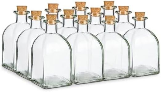 TIENDA EURASIA - Botella de Cristal Frasca - Pack 12 Botellas de Vidrio con Tapon de Corcho - Transparente - Disponible en Varias Medidas (250 ml / 12 uds)