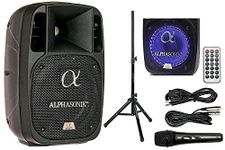 Alphasonik 8" Powered 1200W PRO DJ Amplified Loud Speaker Bluetooth USB SD Card AUX MP3 FM Radio PA System LED Ring Karaoke Mic Main Monitor, Band Church, Party, Guitar Amp, Home, BBQ w/Tripod Stand