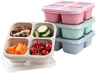 TurtingAs Snack Containers, 4 Pack Reusable Bento Snack Box, 4 Compartments Meal Prep Lunch Containers for Kids Adults, Divided Food Storage Containers for School Work Travel