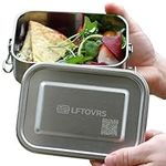 LftOvrs Stainless Steel Lunch Box Medium 800ml | Leak Proof with Divider | Free Meal Prep App | Premium Air Tight Bento Lunchbox for Kids & Adults | Durable Metal | Eco, BPA and Plastic Free