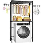 Ulif U12 Laundry Room Storage Rack, 2-Tier Over Washer and Dryer Storage Shelves for Organization, Clothes Drying Rack for Hanging Clothes and Towels, 35" W x 13.4" D x 77.3" H, Black