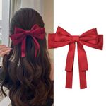 Red Hair Ribbon for Women Bow Clips for Girls Barrettes for Thin Thick Hair Accessories for Teens Cute Large Hair Ribbon Bows for Pigtails Hair Stuff for Teen Girl Bowknot Hair Bow for Adults