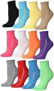 Tipi Toe Women's 12-Pairs Running & Athletic Sports Performance Rainbow Blend Earth Tones White Accent Ankle/Quarter Socks, WQ12-T1