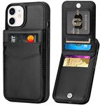 Aoksow Wallet Case for iPhone 12 Pro, Soft PU Leather Card Holder Case with Kickstand Slim Flip Case for iPhone 12 Pro 6.1 Inch (Black)