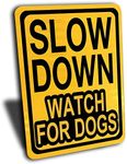 Wake Up Signs Slow Down Watch for Dogs Sign, Reflective Sheeting on Aluminum, Yellow and Black, 10" by 14", Great for Protecting Your Pets from Speeding.