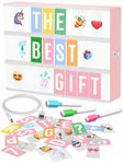 Pink Cinema Light Box with 312 Letters, Emojis & 3 Markers - Led Light Box sign for Home & Pink Room Decor - Premium Light Up Letter Board - Best Gift Idea for Women & Girls on Christmas or Birthdays