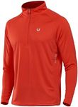 NORTHYARD Men's Running Shirt Long Sleeve Performance Zip Pullover Quick Dry Athletic Workout Shirts RED-XL