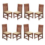 GFH Solid Sheesham Wood Dining Chairs Only | Wooden Set of 8 Dinning Chair for Kitchen & Dining Room | Chairs with Cushion | Rosewood, Honey Finish (8 Seats)