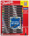 SHARPIE Creative Markers, Water-Based Acrylic Markers, Bullet Tip, Assorted Colors,12 Count