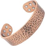 MagnetRX® Pure Copper Magnetic Bracelet - Magnetic Copper Bracelets - Adjustable Wide Copper Cuff Bracelet with 12 Magnets (Hammered Copper, XS/S)