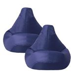 Bean Bag Bazaar Kids Gaming Chair, Indoor Outdoor Bean Bags, Navy, 69cm x 59cm, Large, 2 Pack