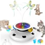 BitPeUG 3 in 1 Cat Toys Rechargeable, Interactive Cat Toys for Indoor Cats, Automatic Cat Toy with 2000mA Battery, Electric Cat Toy, Fluttering Butterfly Toy, Whack a mole with 2 Attachments