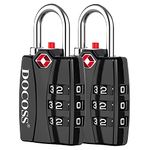 Docoss Metal Tsa 3 Digit Number Lock For Bag, Luggage, Travel (Black) - Set Of 2 | Zinc,Metallic Finishes | Black - Number Combination Tsa Lock For Luggage