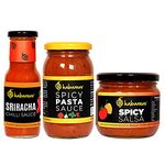 Habanero Sriracha Sauce, Spicy Pasta Sauce & Spicy Salsa l 840G lNon-GMO| Gluten Free l 100% Vegan and Natural Ingredients l Perfect as Salad Dressing l Chilli sauce replacement l Enjoy with French Fries, Samosas, Jolo Chips, Noodles, Brown Bread Sandwich, Burger, Nachos | Add to tomato sauce to use as Spicy Ketchup or Pizza Sauce on Mozzarella Cheese loaded Pizza | Perfect as Salad Dressing l Mix in Cheese Spread or Cheese Sauce l