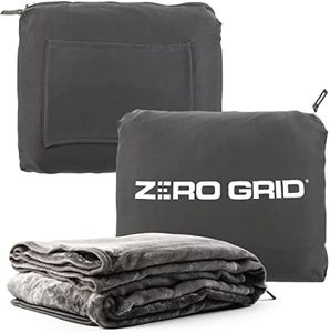 Zero Grid Premium Lightweight Wearable Super Soft Travel Blanket with Neck Snaps, Cozy Footpockets and Zipper Pouch, Compact Airplane with Luggage Strap Travel Blanket and Pillow Set