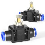 TAILONZ PNEUMATIC Air Flow Control Valve with Push-to-Connect Fitting, in-Line Speed Controller Union Straight - 6MM Tube OD x 6MM Tube OD LSA-6 （Pack of 5）