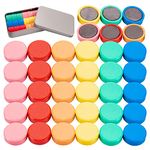 Wukong 36Pcs Round Fridge Magnets, 6 Colors Strong Whiteboard Magnets for Office, Notice Boards, Planning Boards, School, Postcard with Iron Box Ø 20 mm, 8mm Thick