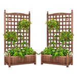 VIVOHOME 2 Packs Wood Planter Raised Garden Bed with Trellis, 48 Inch Height Outdoor Garden Flower Standing Planter Box Lattice Panels with Planter for Patio Porch w/Drainage Holes