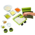 SushiQuik Plus Sushi Making Kit with Rice Frame, Rice Paddle, Rolling Mat, Roll Cutter, Base, Soy Sauce Caps, Onigiri Molds, and Chopsticks - Sushi Kit for Beginners and Kids