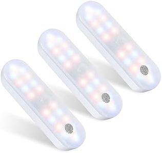 MERTTURM Wireless Motion Sensor Light, 3 Motion Modes x 3 Colors x Brightness Dimmable Magnetic Cabinet Light, 1600mAh Rechargeable&Touch Control Night Light to Wardrobe, Closet, Hallway, Stair[3PACK]