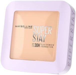 Maybelline New York Super Stay Flex Powder Foundation Compact, 110, Full Coverage, 30H Full Coverage, Perfect for Oily Skin, Waterproof & Sweatproof, 9g
