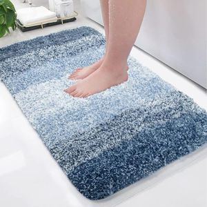 BYUNER Toilet Rug Mat Bath Rugs Plush Bathroom Mats Non Slip Floor Rugs for Bathroom Mats Washable Bathroom Rugs for Shower Mats 50 * 80 cm Rugs for Bathroom Floor Tub Blue