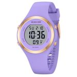 GOLDEN HOUR Waterproof Sport Women's Digital Chronograph Silicone Strap Watch, Purple, Modern