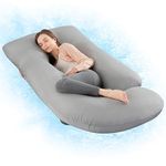 Wndy's Dream Pregnancy Pillow with Cooling Cover, Side J Type Full-Body Pillow for Back, Legs and Belly Support, Comfortable Slumber for Pregnant Women(Grey)…