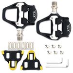 Road Bike Pedals, SPD Pedals, Clipless Bicycle Pedals with Cleats Compatible with SPD SL System, 9/16" Aluminum Alloy Threads Cycling Pedal, for Indoor Outdoor, MTB, Spin Bike (Black) (Black)