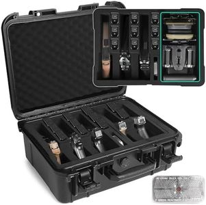 USUAUU Pistol Case Holds 5 Handguns and 11 Magazines, TSA Approved Hard Shell Gun Cases for Handguns, 16 Inches Custom Pre-cut Foam Waterproof Handgun Case