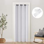 White Closet Curtains for Sliding Doorway/Slider Screen Door,Dog/Cat/Pet Easy Through,Wind Blocker,Insulation Privacy Hanging Door Screen for Interior Room/Pantry/Bedroom,1 Panel,80 Inch Length