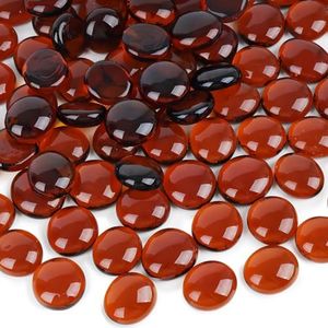 DomeStar 1LB Flat Glass Marbles, Amber Decorative Marbles for Vases Aquarium Pebbles Fish Tank Rocks Vase Fillers DIY Crafts Table Scatter Decor