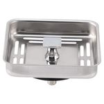 uxcell Square Sink Water Stopper with Post Stainless Steel Anti-blocking Mesh Drain for Home Bathroom Silver Tone