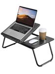 Holdfiturn Foldable Laptop Desk, Laptop Table with Cup Holder, Height Adjustable Computer Bed Tray Table, Reading Holder Notebook Stand for Eating Reading Working