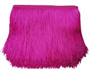 Lauthen.S 10 Yards of 6" Chainette Fringe Trim Tassel Sewing Trim for DIY Craft Latin Dress Lamp Shade Decoration (6 Inches x 10 Yards, Hot Pink)