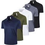 Gaiatiger 5 Pack Polo Shirts for Men Short Sleeve Golf Shirts Quick Dry Polo T Shirts Athletic Golf Top (P531) NS