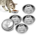 5 PCS Cat Bowls Whisker Friendly, Shallow Wide Flat Cat Food Bowls Stainless Steel,Metal Cat Dishes Whisker Fatigue Relief,Replacement Basic Cat Plates for Elevated Stand,Dishwasher Safe…